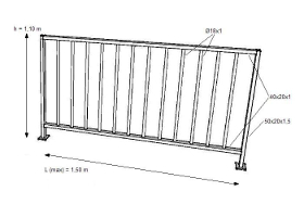 Dimensiones del balcón de barrote vertical - Modelo Jail